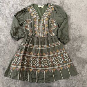 Savanna Jane Green Embroidered Dress Women's MEDIUM